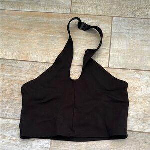 Aritzia Black Halter Neck Crop Top